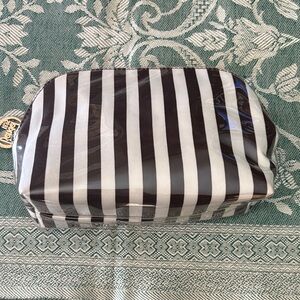 Henri Bendel Brown & White Striped Makeup Pouch